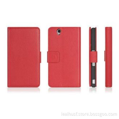 Sony Cell Phone Cases, Xperia Z Red PU Stand Cover with Car